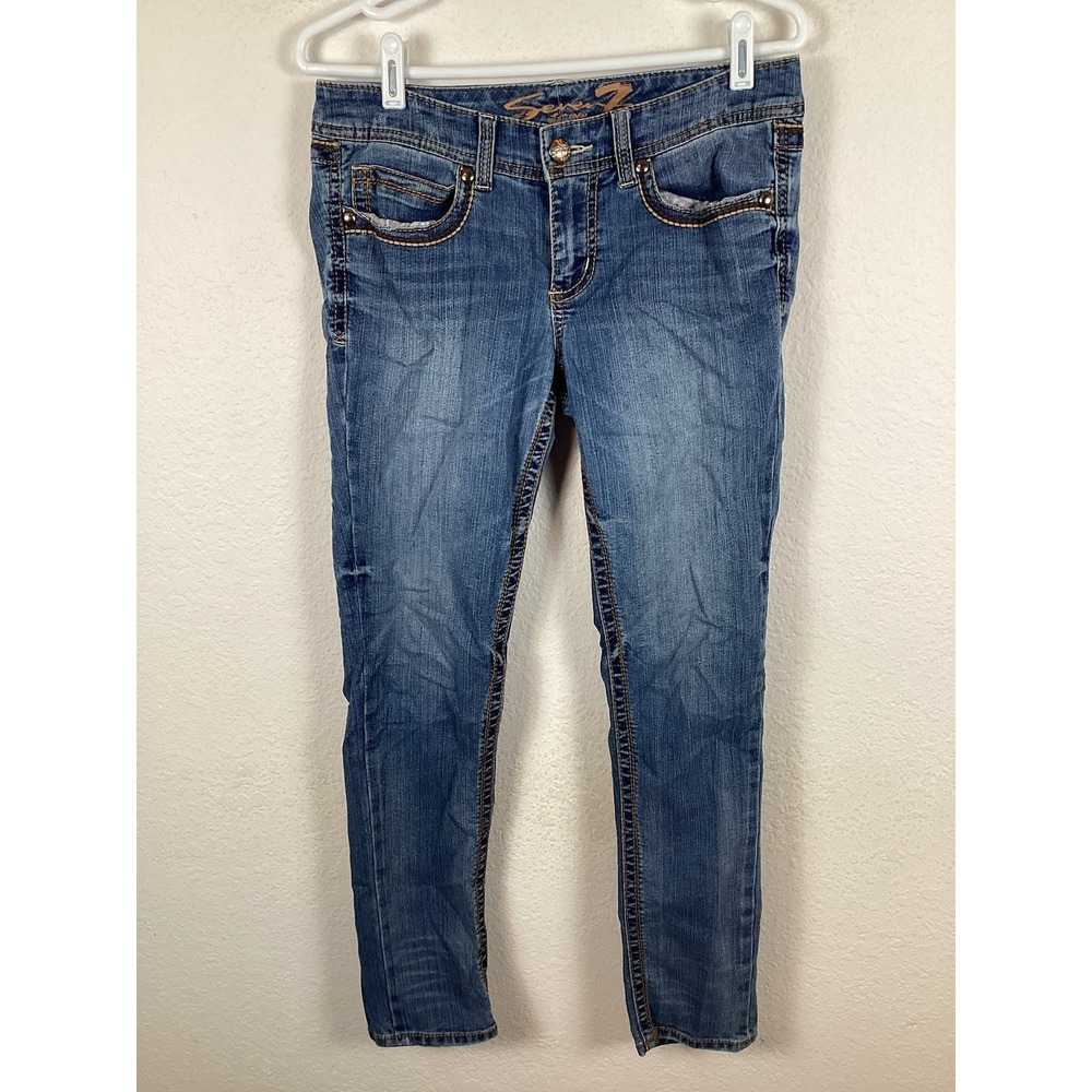 Seven 7 Womens Jeans Size 6 Skinny Blue Denim Stretch Medium Wash Excellent